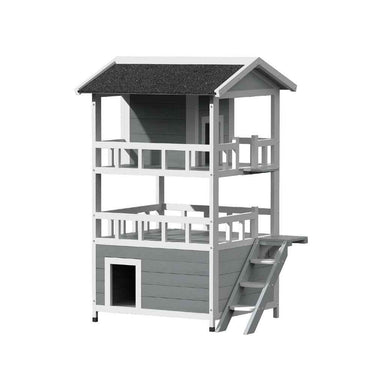 i.Pet Cat House Outdoor Shelter 72cm x 72cm x 127cm Hutch Wooden Condo Small Dog Pet Houses Enclosure